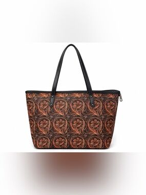 Montana West Canvas Tote Bag with Floral Print On One Side